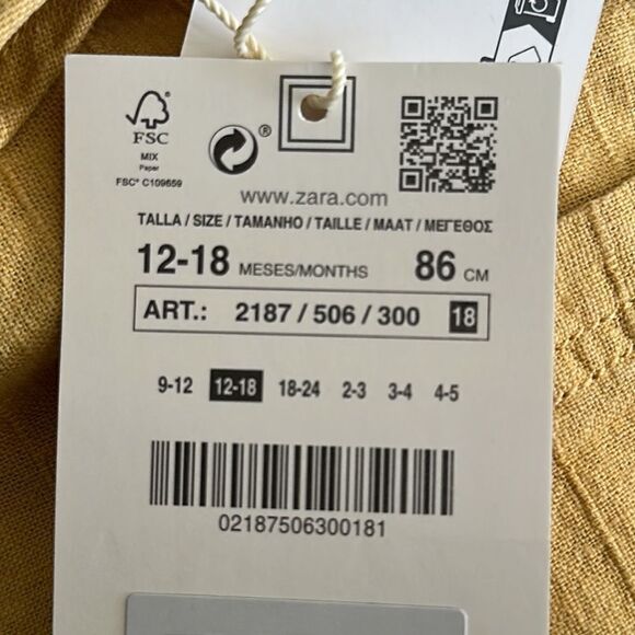 ZARA Kids | Yellow | LINEN BLEND OVERALLS - Picture 4 of 7